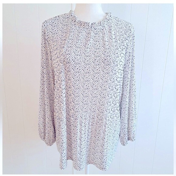 Adrianna Papell Women's Ruffle Neck Pleated Knit 3/4 Sleeve Top sz Large - Picture 1 of 12